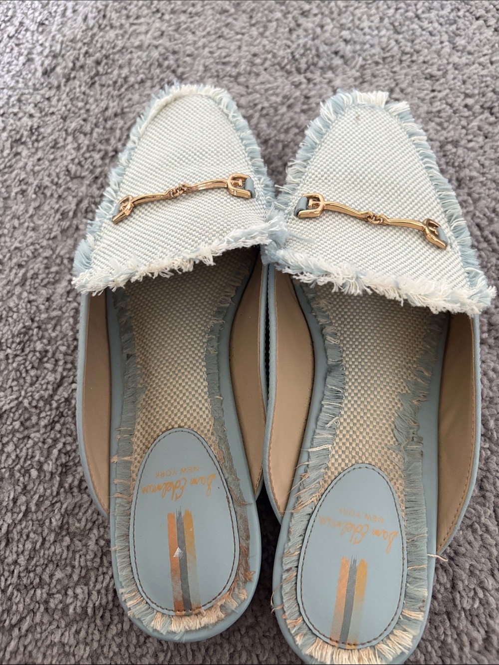 Sam Edelman Linnie Women's Robin Egg Blue Fray Mule - Picture 5 of 7